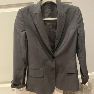 Theory Slim Fit Blazer + Skirt Set - Wool & Silk sz 6 - Charcoal